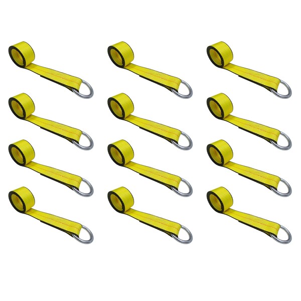Tie 4 Safe 2" x 10' Lasso Strap w/ O Ring Auto Tie Down Wheel Lift Tow Truck Trailer, 12PK TWS21-510-W9-Y-C-12 - main
